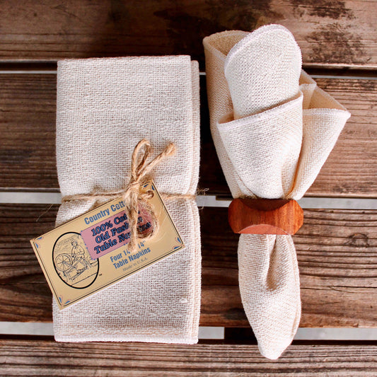 100% Cotton Table Napkins, 14x14 Inch Set of Four