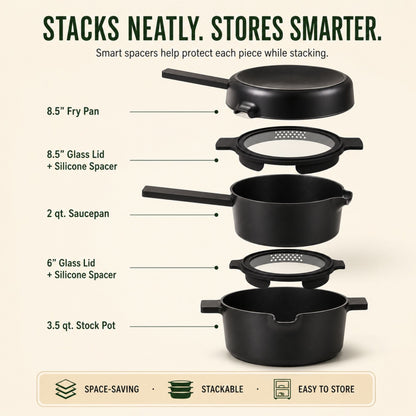 Nesting Ceramic Nonstick Cookware Set, 5-Piece