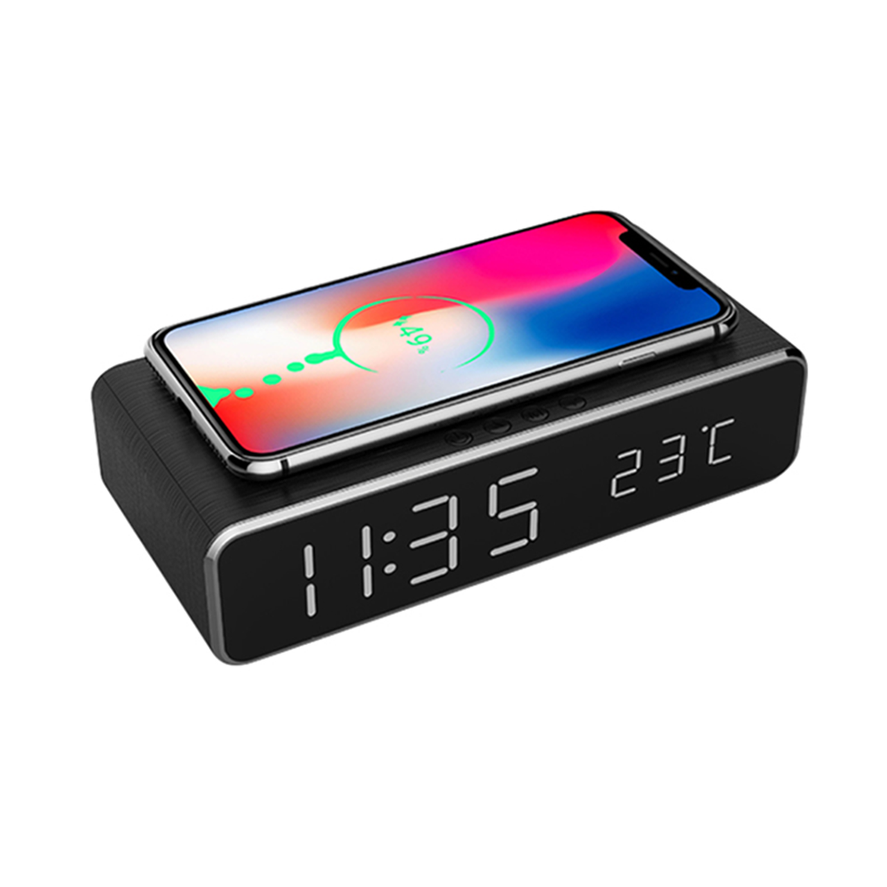 LED Alarm Clock with Wireless Charger and USB Port