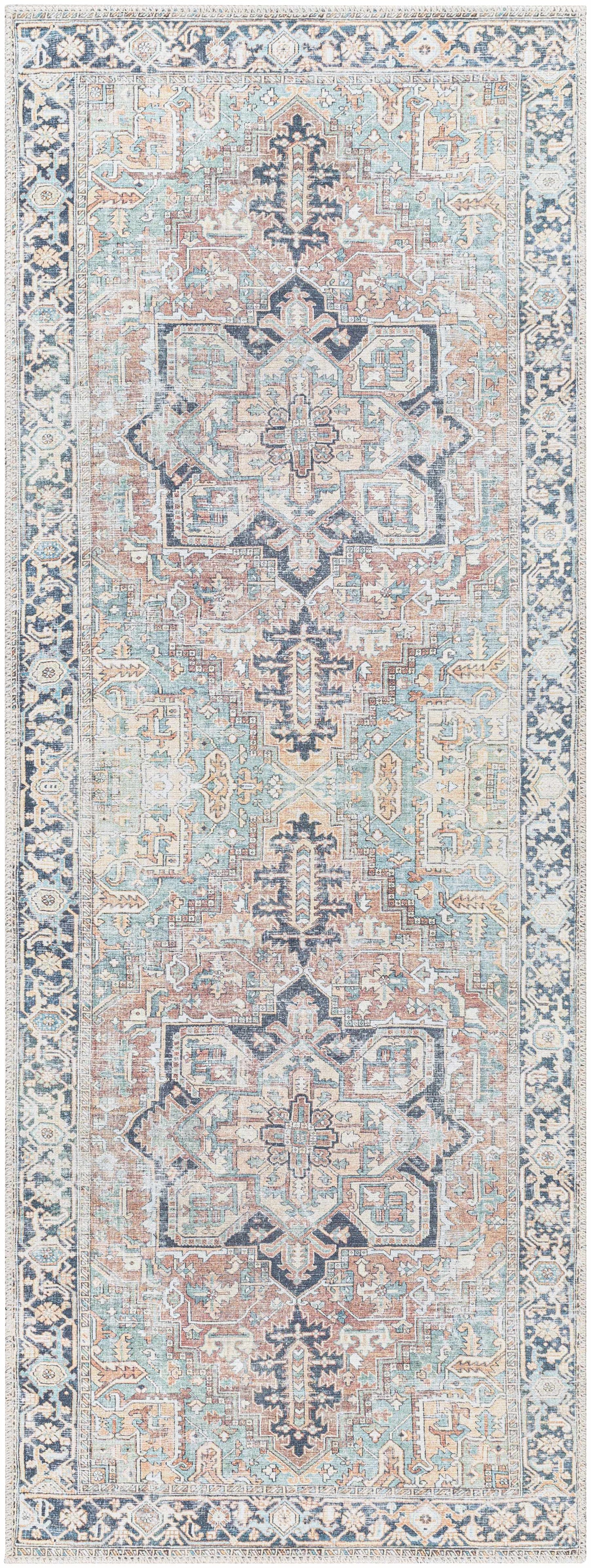 Green Nisa Tumble Dry Washable Rug