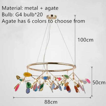 Nordic Colorful Agate LED Ceiling Chandeliers - Illuminate Your Living, Dining, and Bedroom with Artistic Elegance