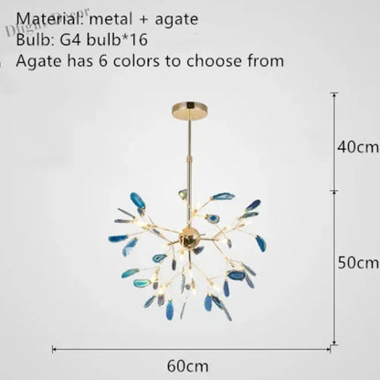 Nordic Colorful Agate LED Ceiling Chandeliers - Illuminate Your Living, Dining, and Bedroom with Artistic Elegance