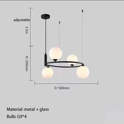 Nordic Designer LED Ceiling Chandelier - Glass Lampshade with G9 Bulb Socket for Living Room, Center Table, Bedroom Pendant Lights, and Home Decor Fixture