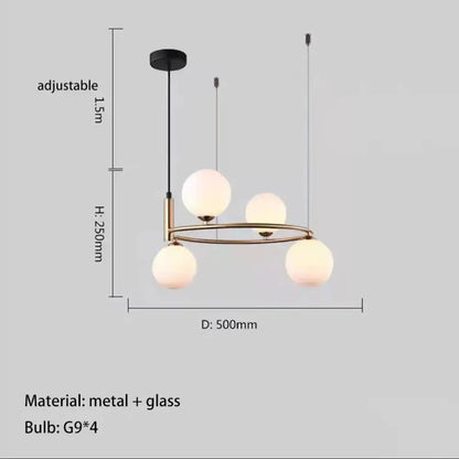 Nordic Designer LED Ceiling Chandelier - Glass Lampshade with G9 Bulb Socket for Living Room, Center Table, Bedroom Pendant Lights, and Home Decor Fixture