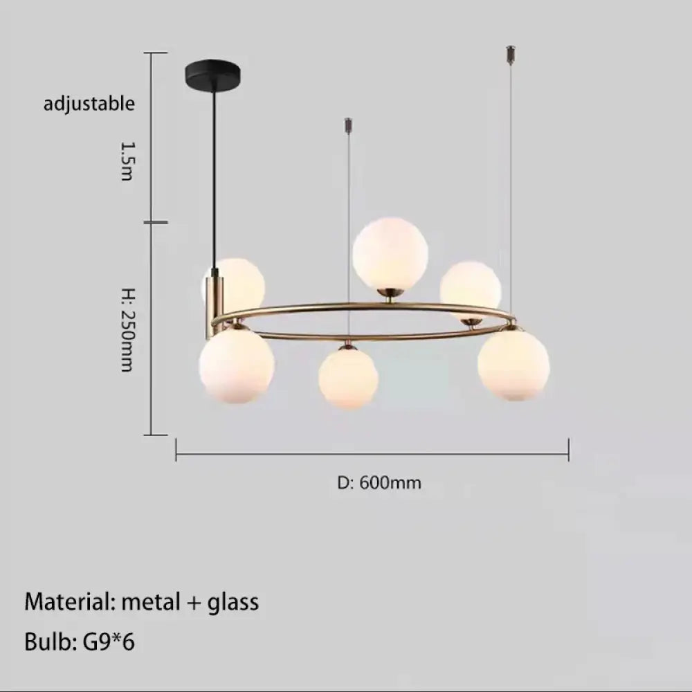 Nordic Designer LED Ceiling Chandelier - Glass Lampshade with G9 Bulb Socket for Living Room, Center Table, Bedroom Pendant Lights, and Home Decor Fixture