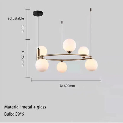 Nordic Designer LED Ceiling Chandelier - Glass Lampshade with G9 Bulb Socket for Living Room, Center Table, Bedroom Pendant Lights, and Home Decor Fixture