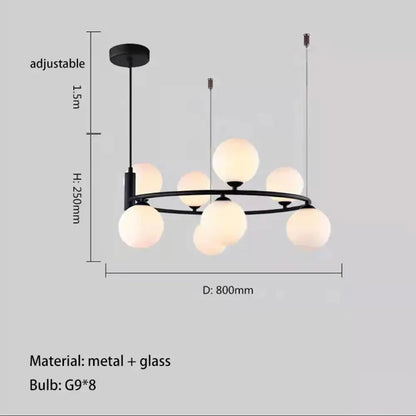Nordic Designer LED Ceiling Chandelier - Glass Lampshade with G9 Bulb Socket for Living Room, Center Table, Bedroom Pendant Lights, and Home Decor Fixture
