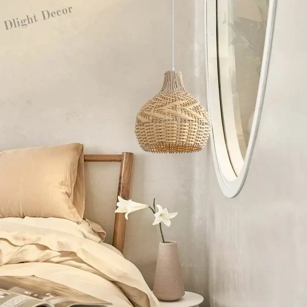 Nordic Gyro Rattan Pendant Lights - Handmade Artistic Illumination for Kitchen and Dining Decor