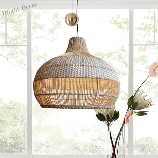 Nordic Gyro Rattan Pendant Lights - Handmade Artistic Illumination for Kitchen and Dining Decor