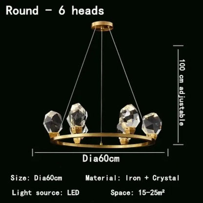 Nordic LED Crystal Pendant Lights - Elegant Chandelier for Living Rooms, Bedrooms, Kitchens, and Home Decoration