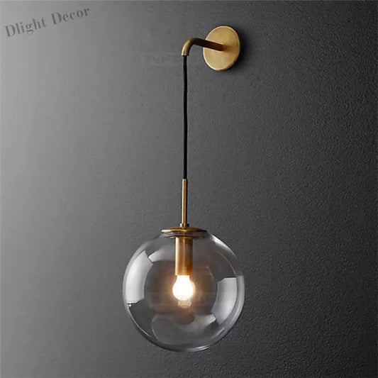 Nordic Modern Vintage Wall Lamps - LED Glass Ball Mirror Beside Bedroom Light for Living Room Decoration, Wall Lights for Home Fixtures