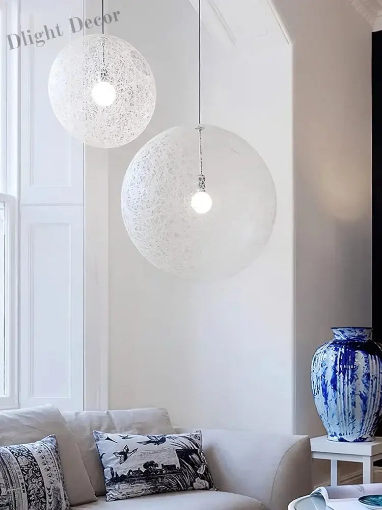 Nordic Rattan Weaving Spherical Chandelier Led Pendant Lights For Living Room Loft Hanging Lamp Home Decorations Lustre Fixtures