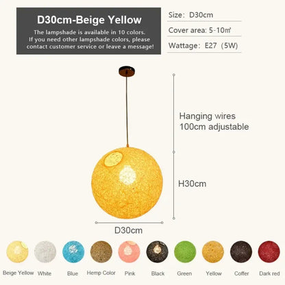 Nordic Rattan Weaving Spherical Chandelier Led Pendant Lights For Living Room Loft Hanging Lamp Home Decorations Lustre Fixtures