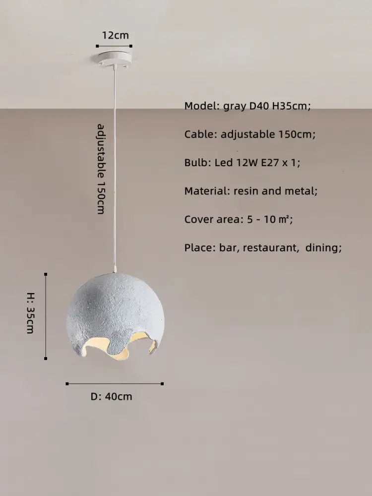 Nordic Wabi Sabi E27 LED Pendant Lights - Japan Restaurant Resin Hanging Lamp for Dining Room, Bar, and Unique Suspended Light Fixtures