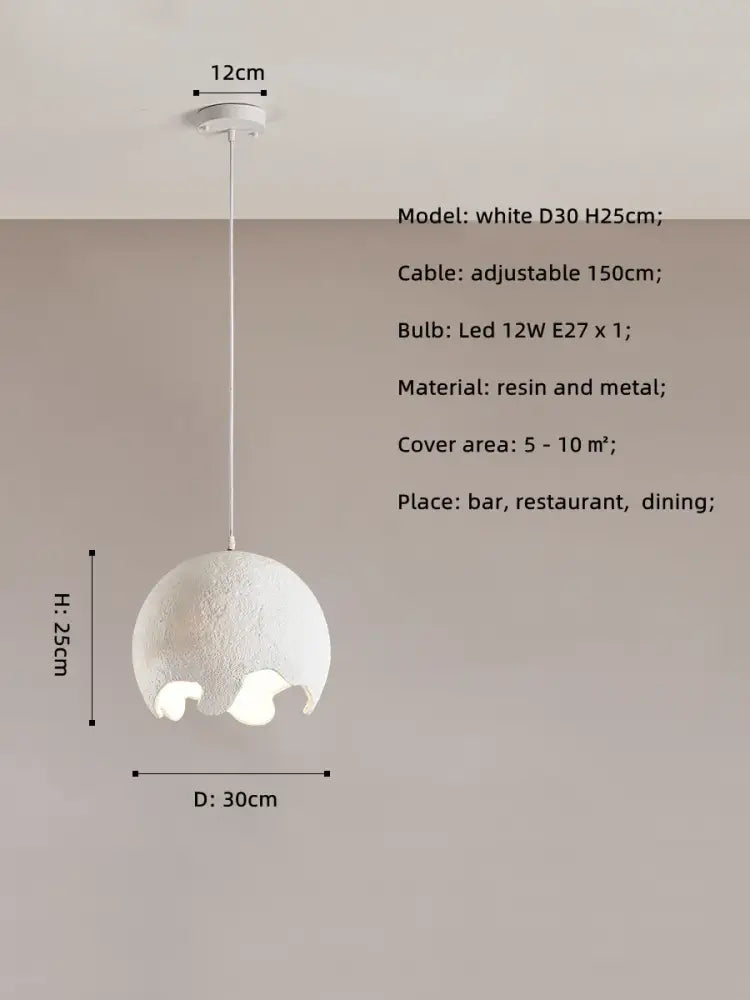 Nordic Wabi Sabi E27 LED Pendant Lights - Japan Restaurant Resin Hanging Lamp for Dining Room, Bar, and Unique Suspended Light Fixtures