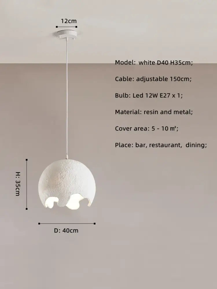 Nordic Wabi Sabi E27 LED Pendant Lights - Japan Restaurant Resin Hanging Lamp for Dining Room, Bar, and Unique Suspended Light Fixtures