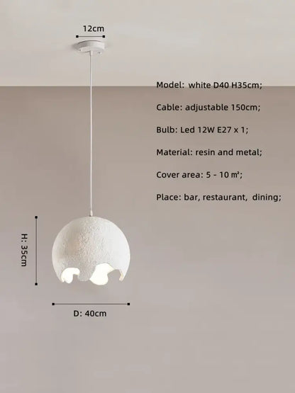 Nordic Wabi Sabi E27 LED Pendant Lights - Japan Restaurant Resin Hanging Lamp for Dining Room, Bar, and Unique Suspended Light Fixtures