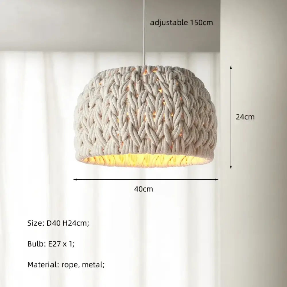 Nordic Wabi Sabi E27 LED Pendant Lights - Knitted Rope Minimalism Hanging Lamp for Dining Room and Unique Suspend Light Fixtures