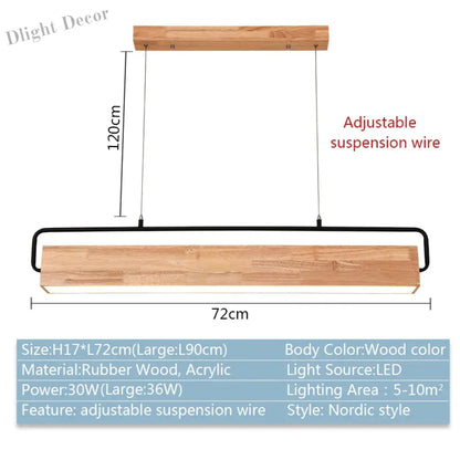 Nordic Wood Pendant Lights - Contemporary LED Lamps for Dining, Living Room, Kitchen, Office, Shop, Bar, and Cafe