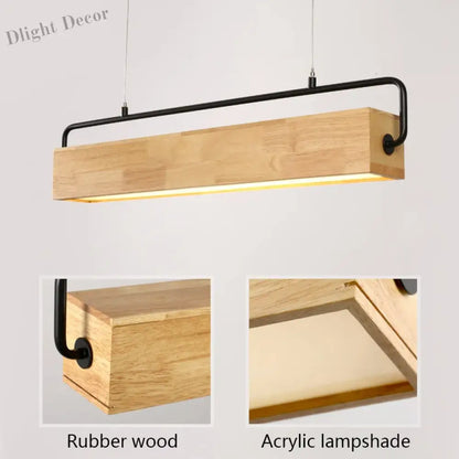 Nordic Wood Pendant Lights - Contemporary LED Lamps for Dining, Living Room, Kitchen, Office, Shop, Bar, and Cafe