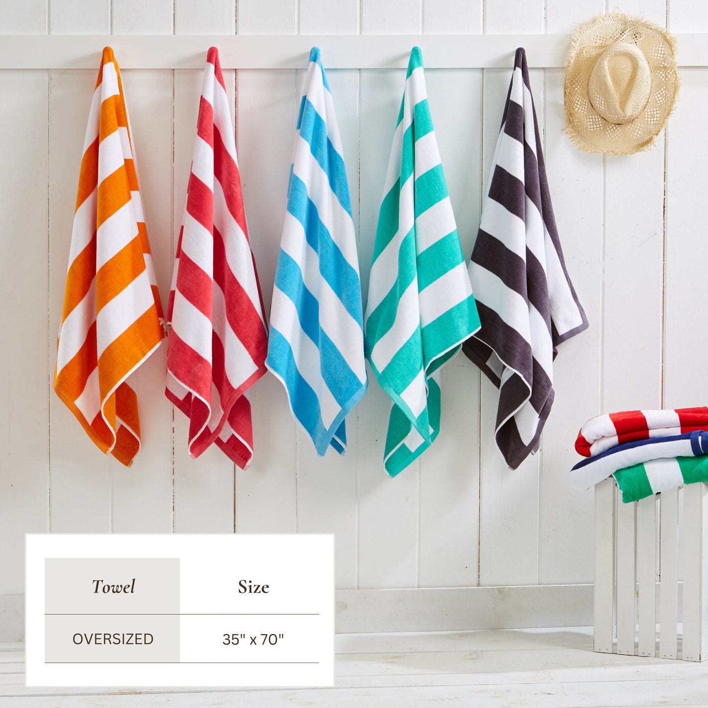 Cotton Velour Cabana Stripe Beach Towel - Novia Collection.