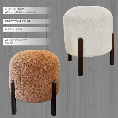 Plush Boucle Drum Ottoman, Choose Your Color