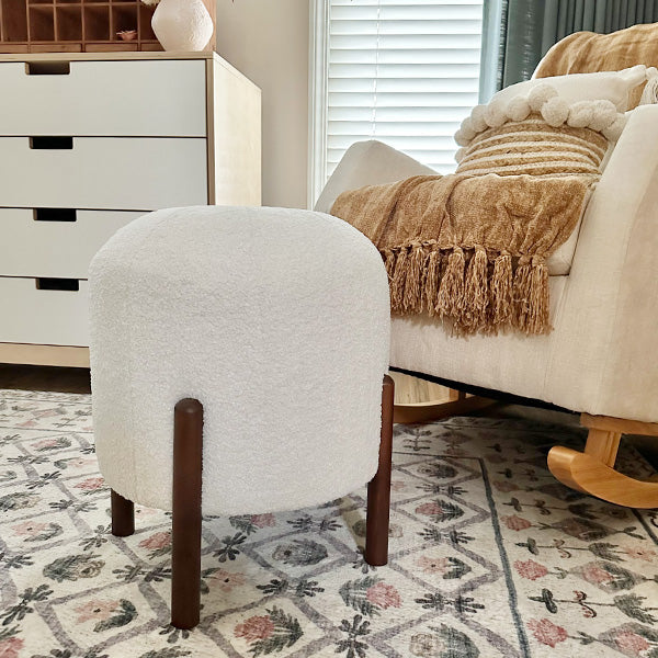 Plush Boucle Drum Ottoman, Choose Your Color