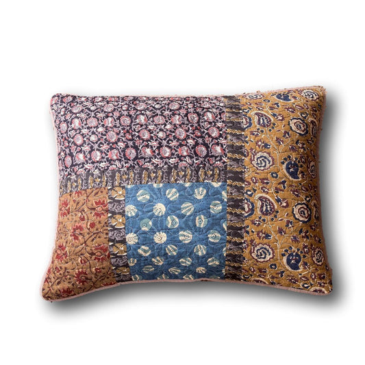 Cotton Quilted Patchwork Pillow Sham, Multi-Color Floral