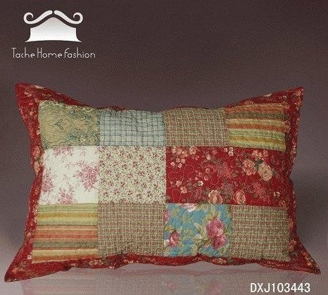 Tache Cotton Patchwork Beige Burgundy Paisley Floral Fairy Tale Tea Party Pillow Sham (DXJ103443)