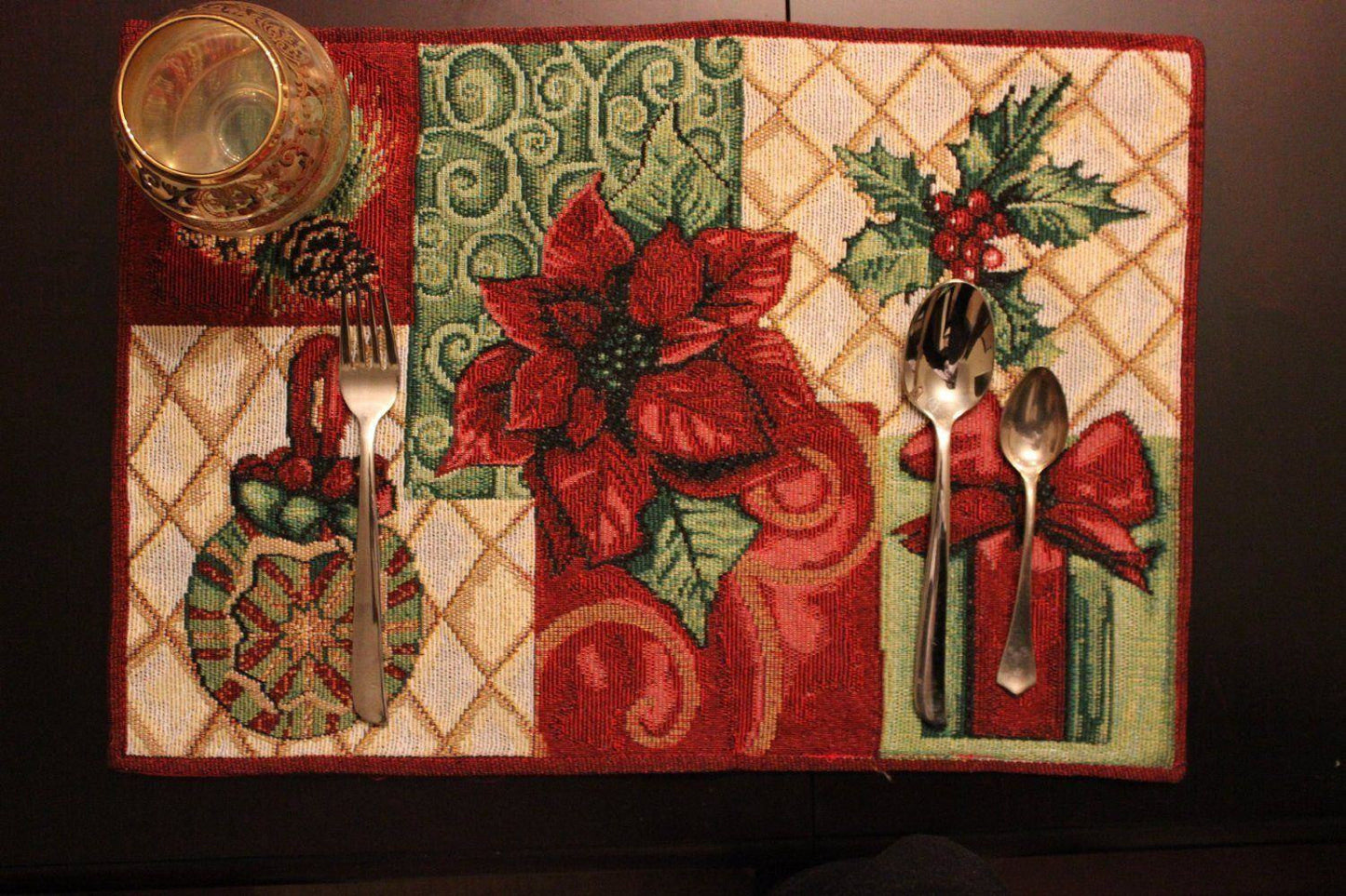 Tache Holiday Christmas Tidings Tapestry Placemat Set of 4 (12900PM)