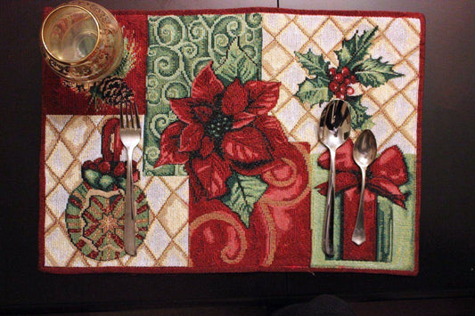 Tache Holiday Christmas Tidings Tapestry Placemat Set of 4 (12900PM)