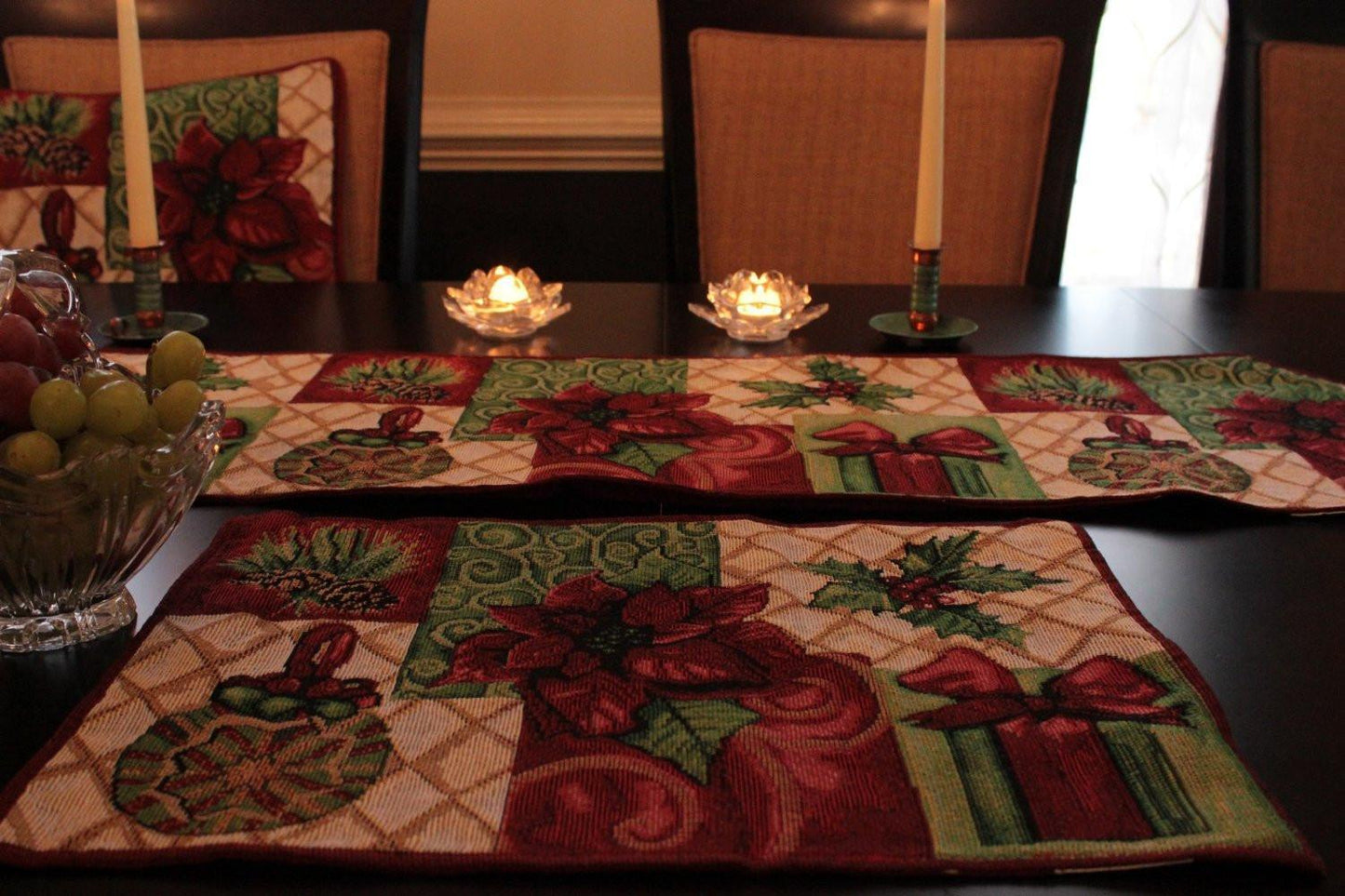 Tache Holiday Christmas Tidings Tapestry Placemat Set of 4 (12900PM)