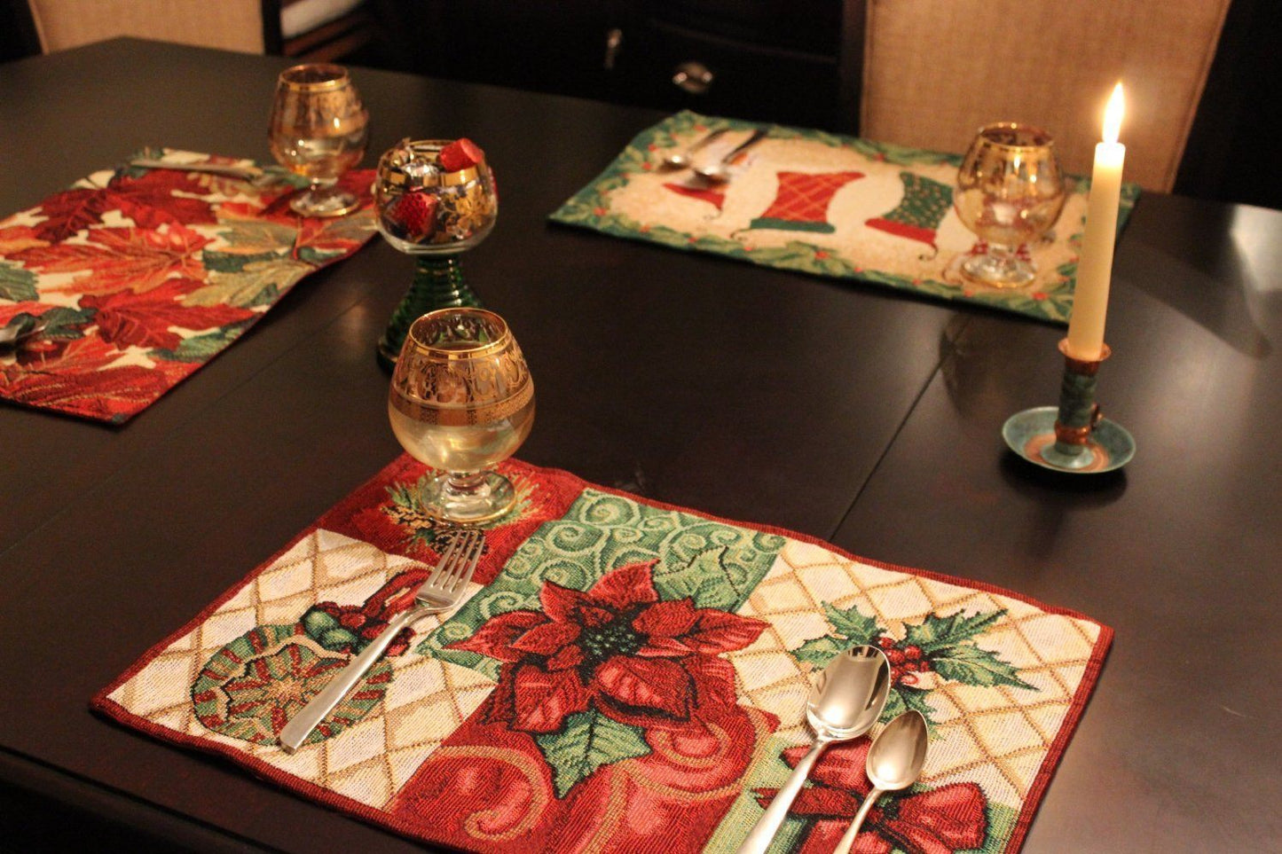 Tache Holiday Christmas Tidings Tapestry Placemat Set of 4 (12900PM)