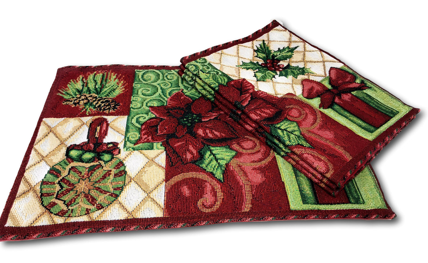 Tache Holiday Christmas Tidings Tapestry Placemat Set of 4 (12900PM)
