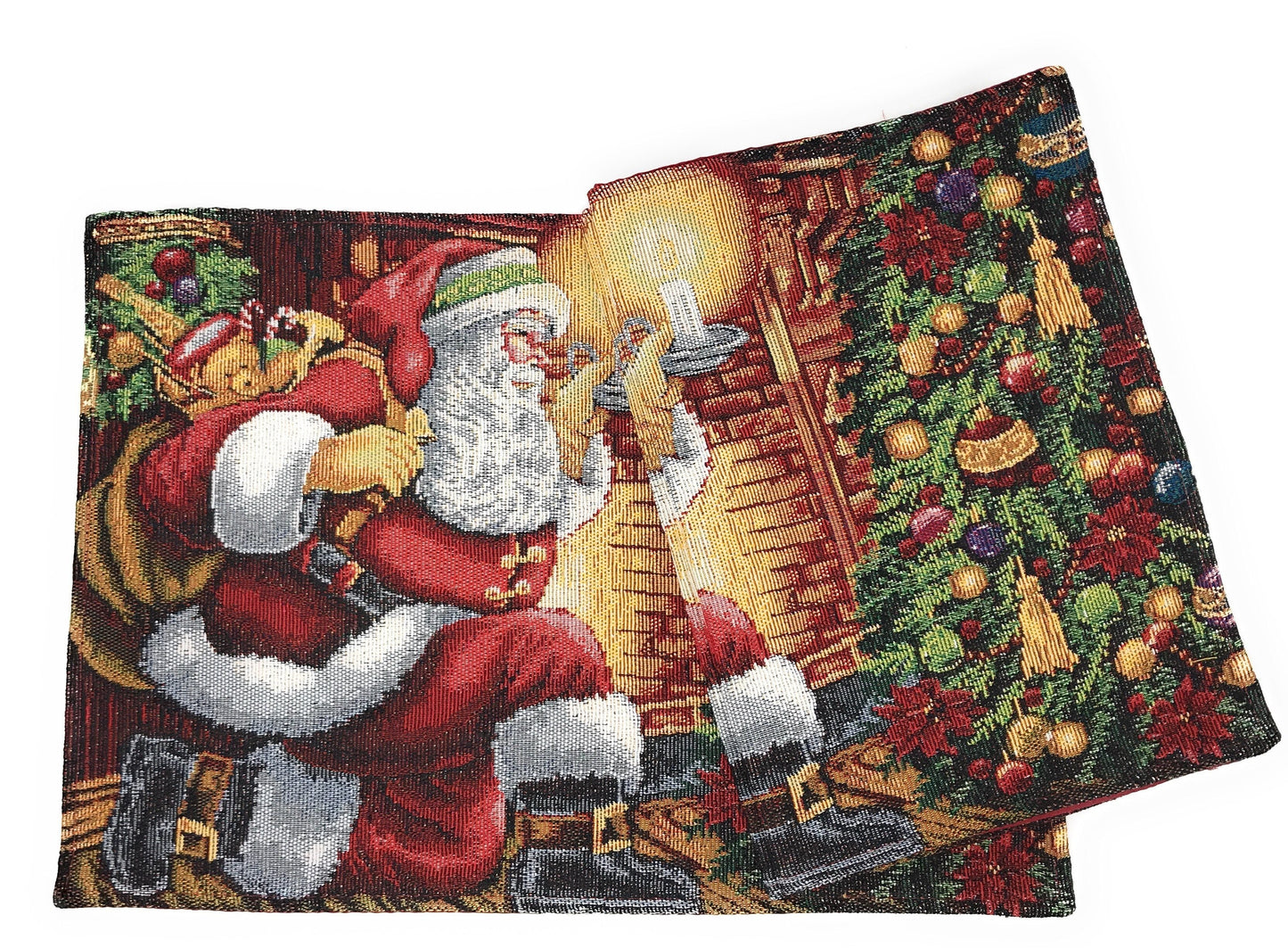 Tache Festive Santa Down the Chimney Woven Tapestry Placemat Set of 4 (11533PM)