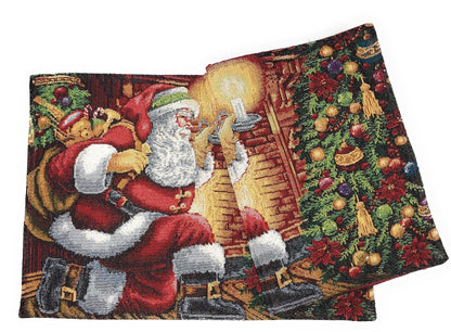 Tache Festive Santa Down the Chimney Woven Tapestry Placemat Set of 4 (11533PM)