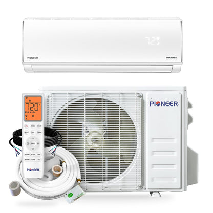 Pioneer Diamante Pro 9,000 BTU 19 SEER2 115V High-Wall Ductless Energy-Star Mini-Split Air Conditioner Inverter Heat Pump with 16 Ft. Kit