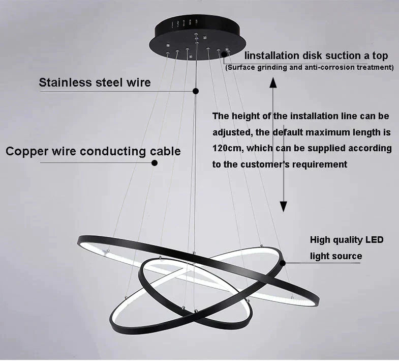 Acrylic and Aluminum Cascading Circle Pendant Light
