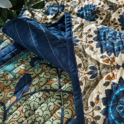 Tache 2-3 Piece Elegant Striped Forest Patchwork Quilt Vibrant Multi Color (JHW-679)