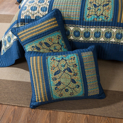 Tache 2-3 Piece Elegant Striped Forest Patchwork Quilt Vibrant Multi Color (JHW-679)