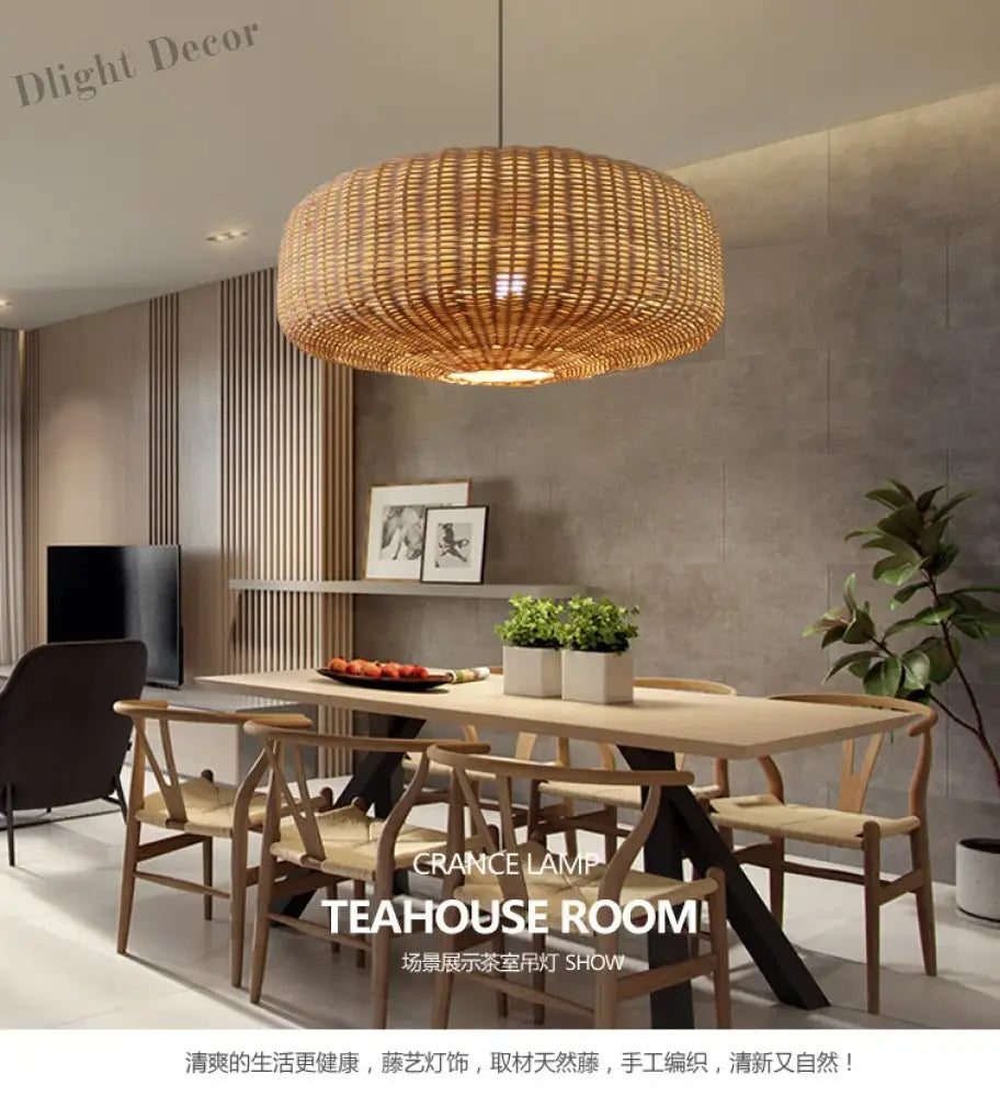 Retro Handmade Rattan Pendant Lights - Chinese-Inspired Vintage Lighting for Dining Rooms, Restaurants, and More