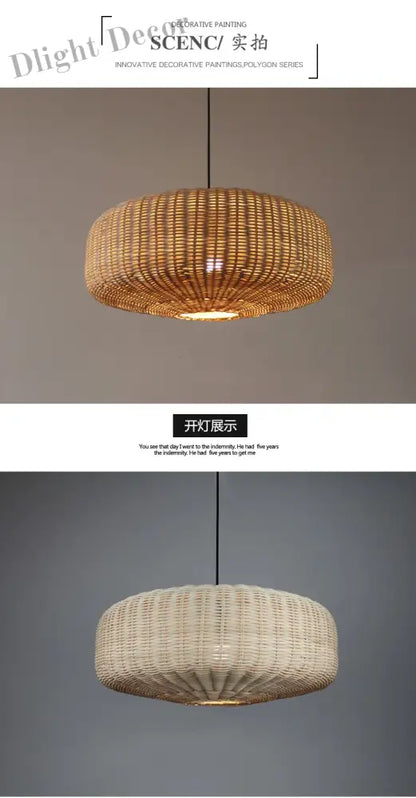 Retro Handmade Rattan Pendant Lights - Chinese-Inspired Vintage Lighting for Dining Rooms, Restaurants, and More