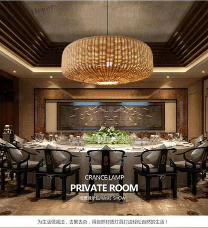 Retro Handmade Rattan Pendant Lights - Chinese-Inspired Vintage Lighting for Dining Rooms, Restaurants, and More