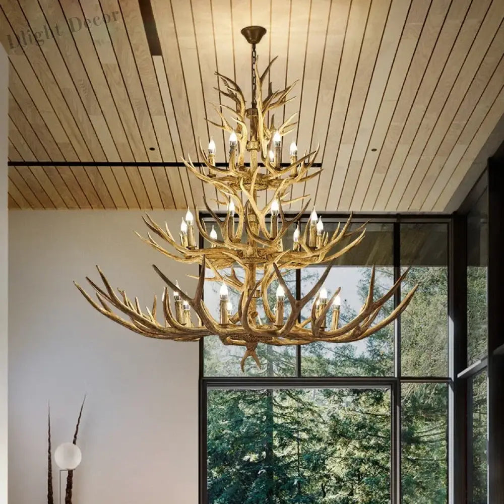 Retro LED Antler Chandeliers - Creative Resin Pendant Lamps for Living, Dining Rooms, Bars, Hotels, and Decor Lighting