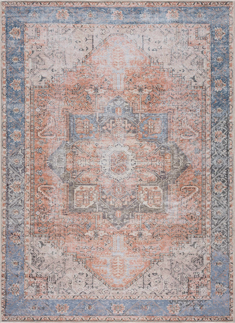 Rosman Distressed Washable Area Rug