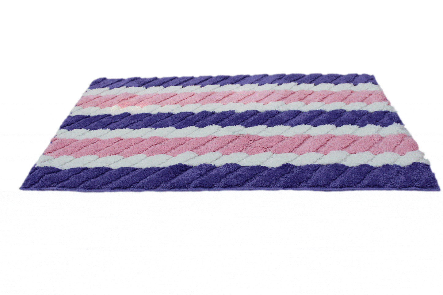 Tache Super Absorbent Purple and Pink Striped Microfiber Wild Flower Floor Mats / Rugs