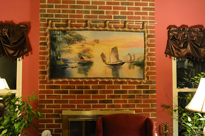 Tache 28 x 55 Exotic Ships on The Horizon Coastal Tapestry Wall Hanging (WH-DB15152)