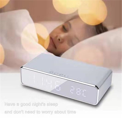LED Alarm Clock with Wireless Charger and USB Port
