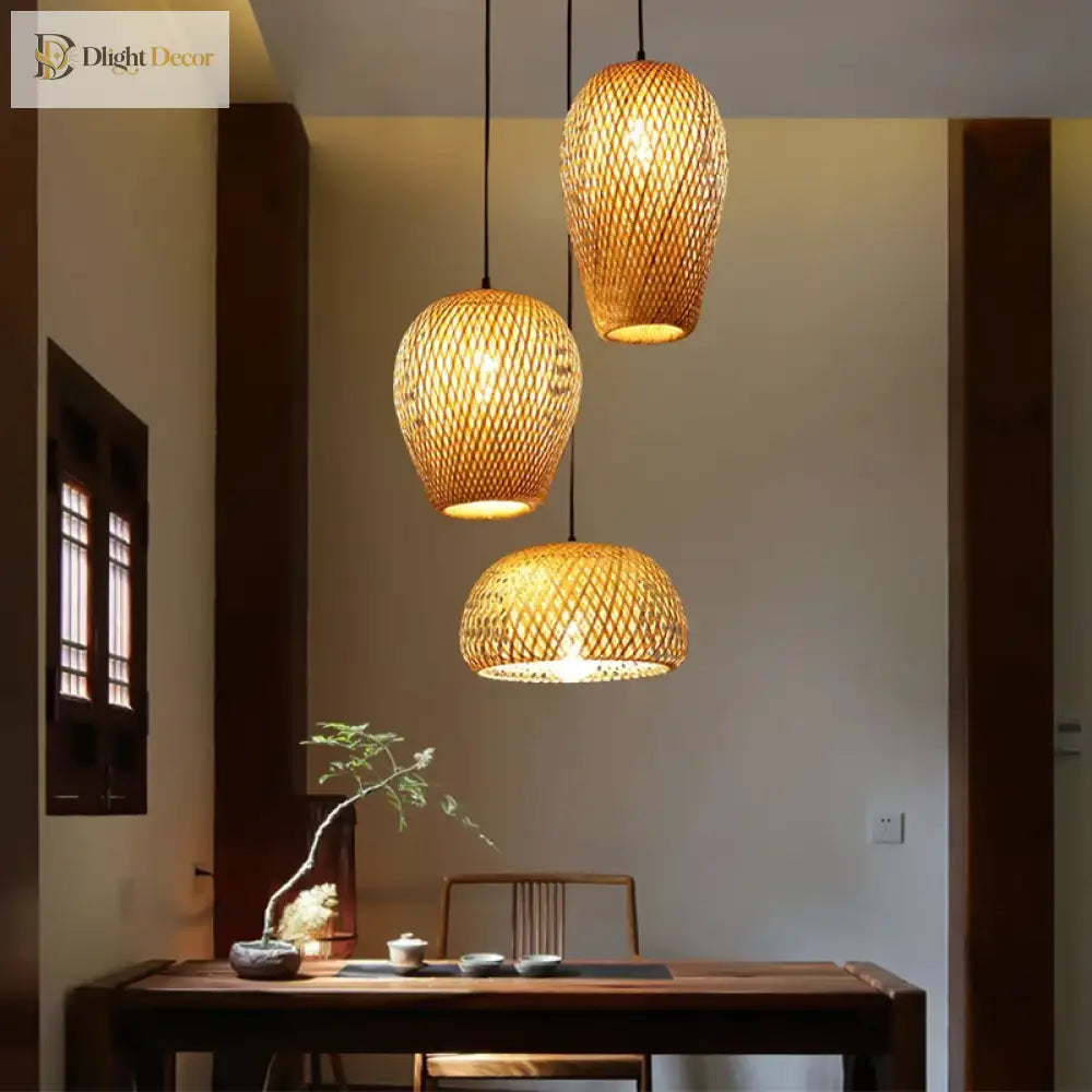 Set Modern Rattan Pendant Light | Dining Room Lighting