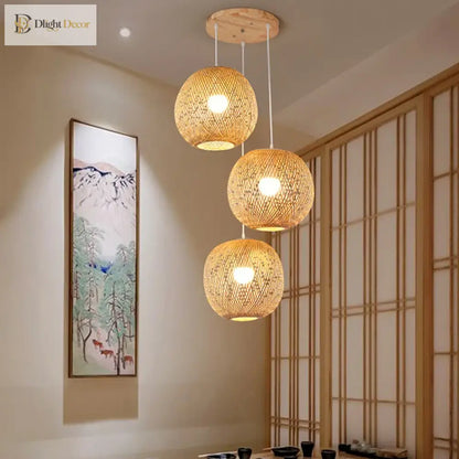 Set Modern Rattan Pendant Light | Dining Room Lighting